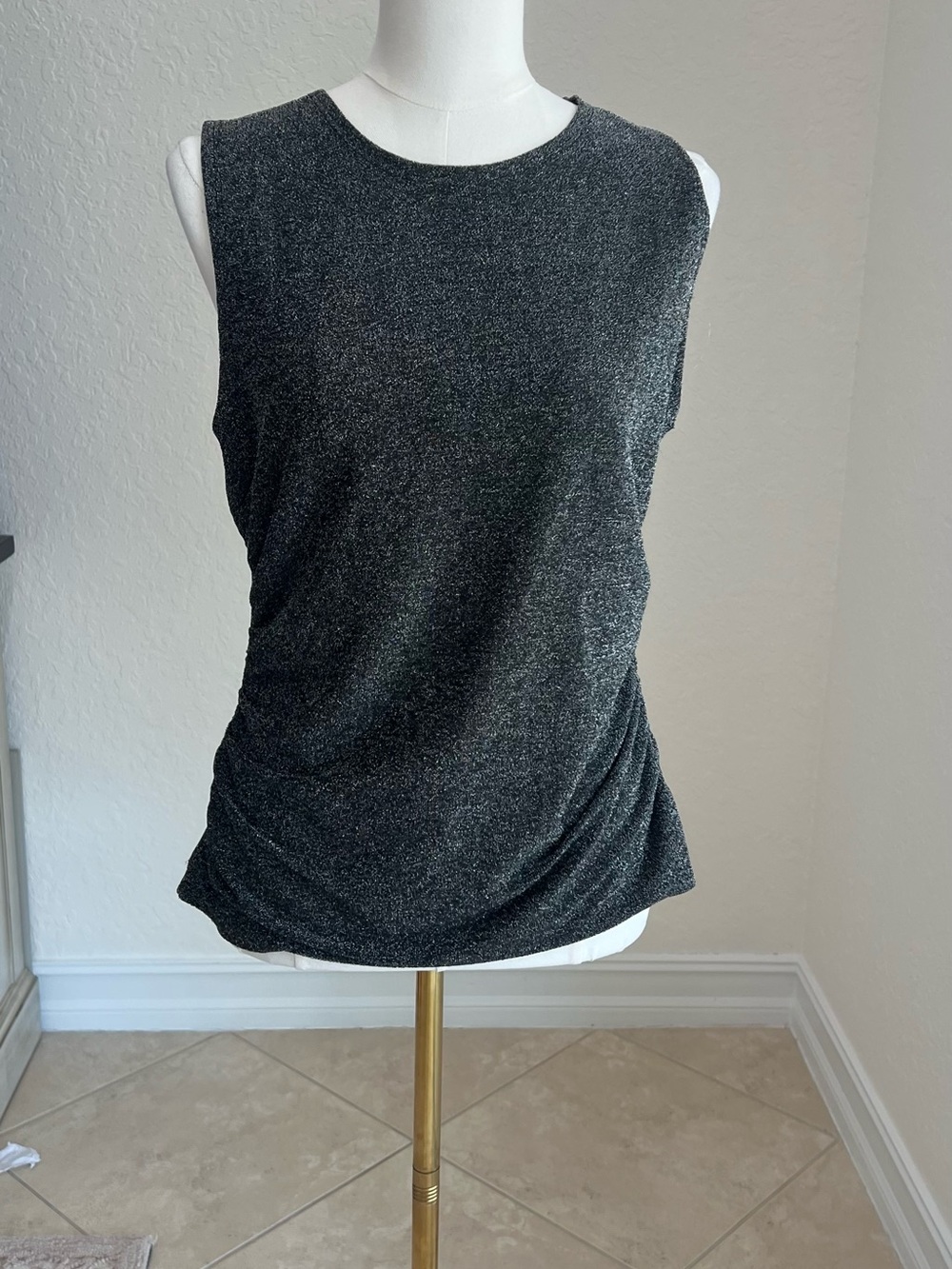 Rebecca Minkoff Metallic Black Sleeveless Tank